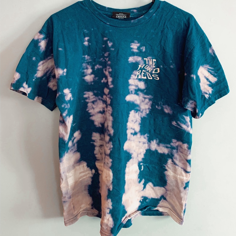 Navy blue bleach dyed The Hundreds t-shirt